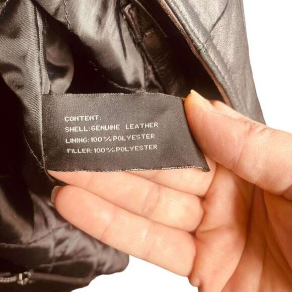 Boston Outfitters | Brn Genuine Leather Quilted Lined Bomber Jacket Size L | EUC - Picture 11 of 16